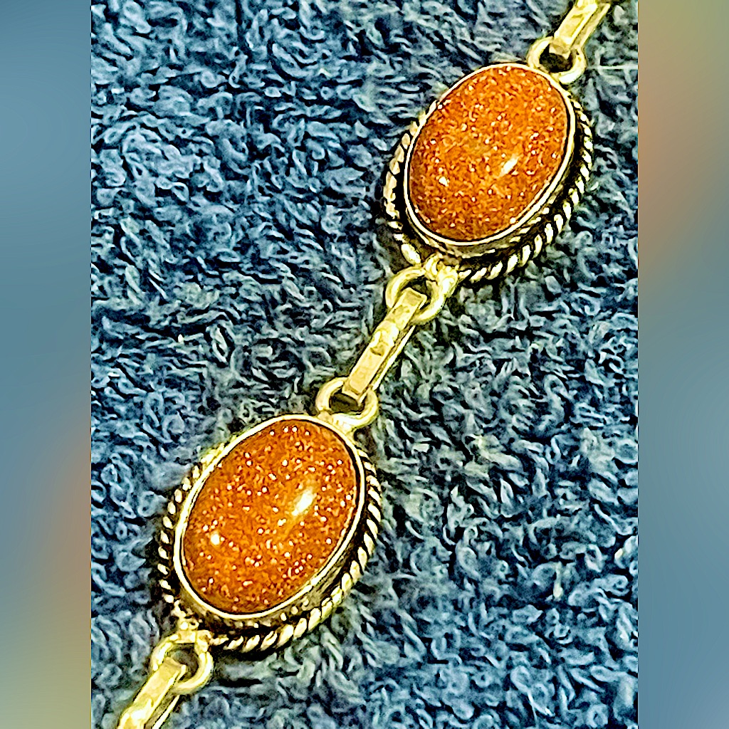 Goldstone Bracelet Sterling Silver Artisan Ethnic India